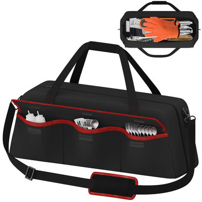 Grill Tool Storage Bag,Grill Utensil Storage Bag for Barbecue Tool up to 22",BBQ Utensil Storage Caddy with Pockets,Barbecue Utensil Case for Outdoor Grilling, Camping, Bag Only