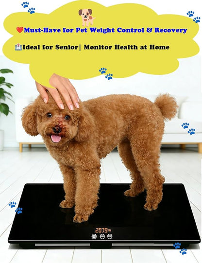ONE-MI Dog Scales for Large Breed - Heavy Duty 220 Pounds Large Pet Digital Veterinarian Scale, Precision ±0.02lb, Tempered Glass Platform for Animals Packages Luggage, L(25.5inches), Black