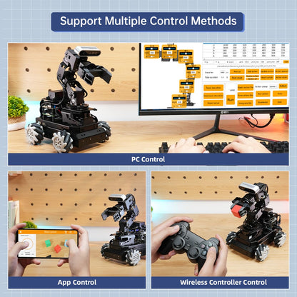 HIWONDER ROS2 Robot Car with ChatGPT Large AI Models, 6DOF Robotic Arm SLAM Mapping Navigation AI Vision Voice Control Scene Understanding ROS Education, LanderPi Advanced Kit & RaspberryPi 5 4GB