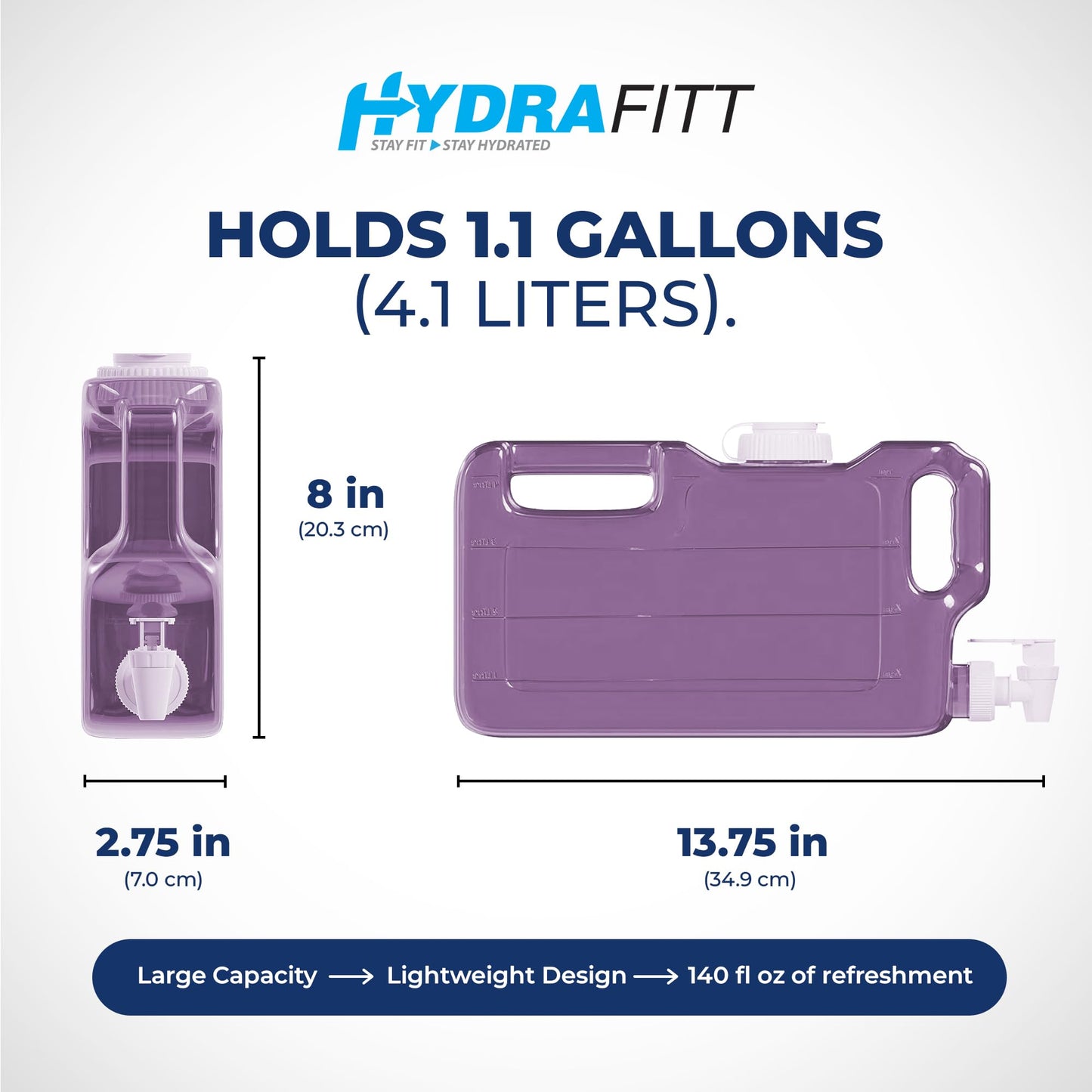 HydraFitt Refrigerator Water Dispenser 1.1 Gallon – Leak-Proof Slim Fridge Water Container with Spigot – BPA-Free Refillable Water Jug (Rose Pink)