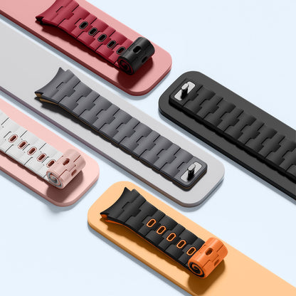 Bandletic No Gap Band Compatible With Galaxy Watch 6 band - Magnetic Silicone Band for Samsung Watch 7 5 4 FE 40mm 44mm/for Galaxy Watch 6 4 Classic 43mm 47mm 42mm 46mm/Watch 5 Pro 45mm, White/Pink