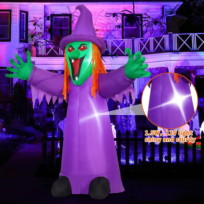 COMIN 8 FT Halloween Inflatables Shakable Witch Outdoor Decorations Blow Up Yard Scary with Built-in LEDs for Indoor Party Garden Lawn Decor