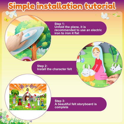Tiamon Easter Felt Set Make an Easter He Lives Felt Scenes Resurrection Story Board Set with 14 Pcs Detachable Ornaments Wall Decor Jesus Crafts Kit for Party Spring Activity