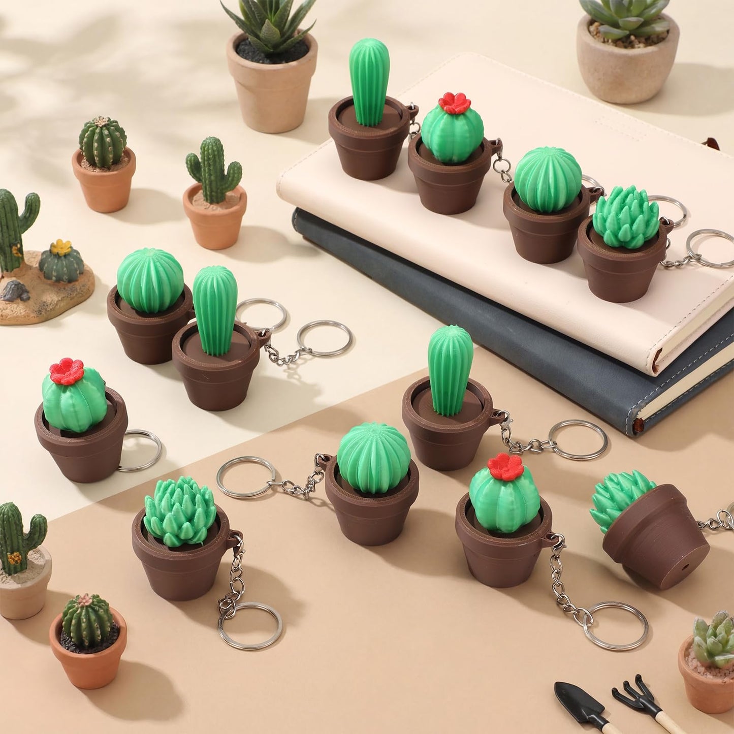 Kenning 12 Pcs Cactus Clicker Fidget Keychain Bulk, 3D Sensory Clicker Fidget Keychain Stress Relief Gifts for Adults Coworkers Employees Cinco De Mayo Mexican Fiesta Party Favors