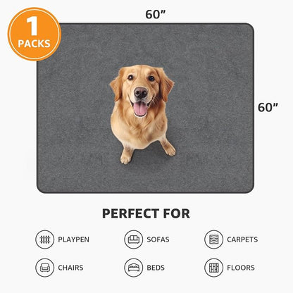 Washable Pee Pads for Dogs, 60x60 Reusable Whelping Pads, Absorb Dog Mats Non-Slip Puppy Training Pads for Whelping, Potty, Training, Playpen, Crate