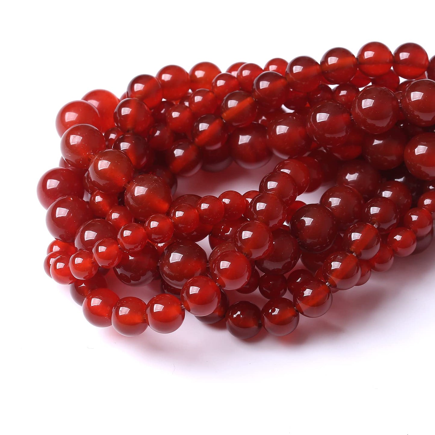 36PCS 10MM Beads Natural Red Agate Round Loose Semi-Precious Gemstone Round Loose Beads for Jewelry Making 15Inch