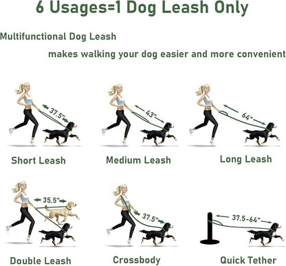 ZALER Dog Collar and Leash Set, Waterproof Adjustable Odor Proof Pet Collars Leashes Easy to Clean, 6FT Dog Leash with 2 Hooks for Large, Medium Small Dogs (XS, Green)