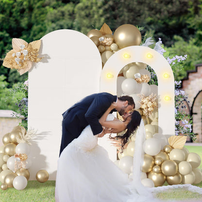 White Arch Backdrop Stand with Lights, Balloon Arch Frame, Foam Board Arch for Graduation, Birthday, Wedding, Baby Shower & Party Decorations