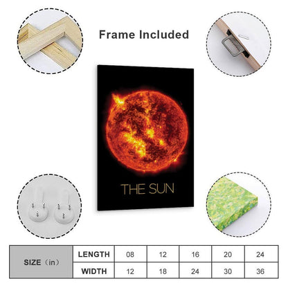 Solar System Planets Canvas Wall Art - The Sun star Space Poster for Kids Room Bedroom Classroom, STEM Educational Astronomy Decor, Science Gift for Boys Girls, 12x18 Inch Framed