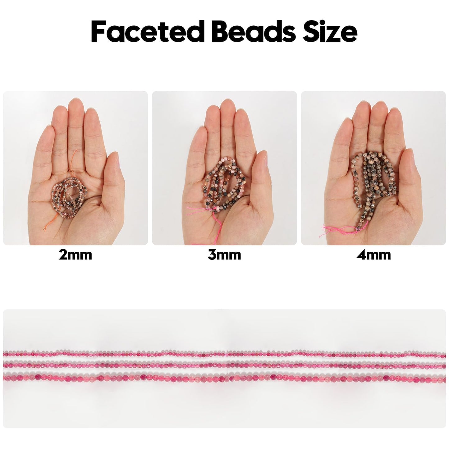 Song Xi 180pcs 2mm Natural Picture Gemstone Beads Faceted Round Loose Stone Beads for Jewelry Making (1 Strand)
