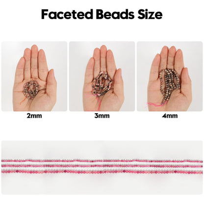 Song Xi 180pcs 2mm Natural Tourmaline Gemstone Beads Faceted Round Loose Stone Beads for Jewelry Making (1 Strand)