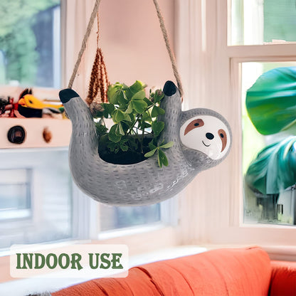 AIPOGOOIN Sloth Hanging Planters for Indoor Outdoor Plants Cute Succulent Pots Ceramic Plant Holder Gifts for Plant Lovers Women Gardeners Mom Gardening Gifts