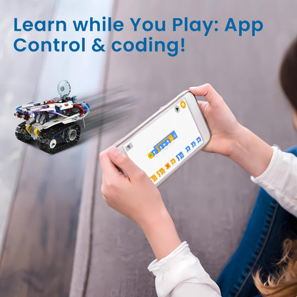 HPROMOT 5-in-1 STEM Robot Building Kit for Kids Ages 6-16, Remote & App Controlled, Rechargeable Engineering Learning DIY Coding Toy, Educational Building Blocks Gift for Girls & Boys (603 PCS)