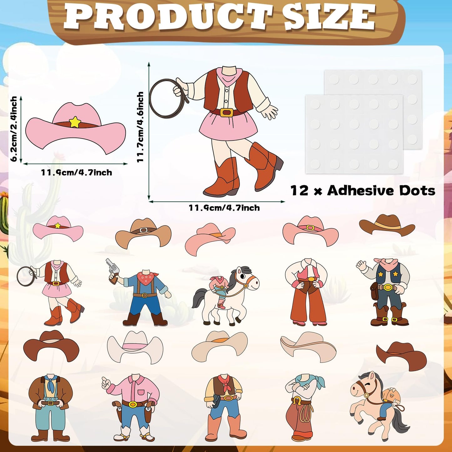 60pcs Western Theme DIY Cutouts Cowboy Cowgirl Hat Bulletin Board Decoration Set Wild Western Paper Cut-Outs Classroom Decor for Boy Girl DIY Photo Craft Kindergarten School Wall Door Supplies