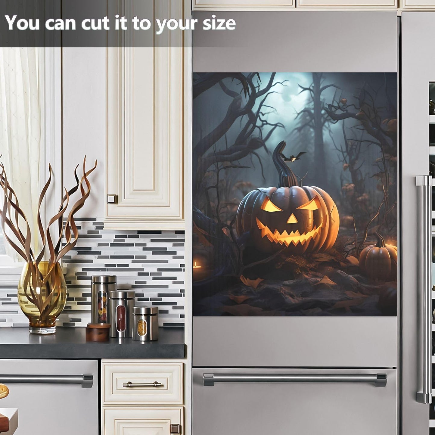 JIPONI Dishwasher Magnetic Cover Halloween Pumpkin Dishwasher Magnetic Kitchen Art Decor, Dish Washer Magnet Sticker 23 W x 26 H Inch
