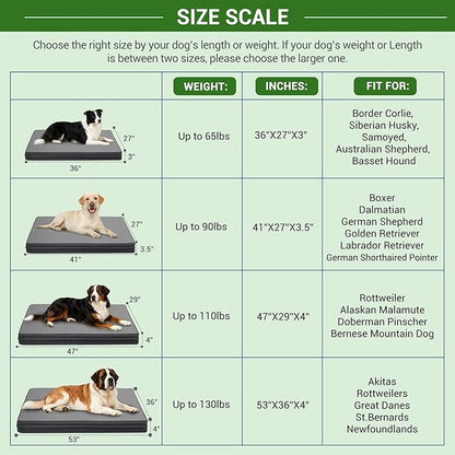 Vonabem Outdoor Waterproof Dog Bed Washable, XL Large Crate Pad 42 inch, Cooling Leather Wipeable Pet beds with Removable Cover, Foam Orthopedic Anti-Slip Kennel Pads Reversible, 41"x27" Grey