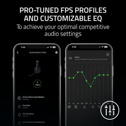 Razer BlackShark V3 Pro Wireless ANC Gaming Headset for PC: Full Band Mic - 50mm Drivers - 2.4 GHz, Bluetooth, USB, 3.5mm - Works with Mac, PS5, Nintendo Switch, Smartphone - 70 Hr Battery - Black