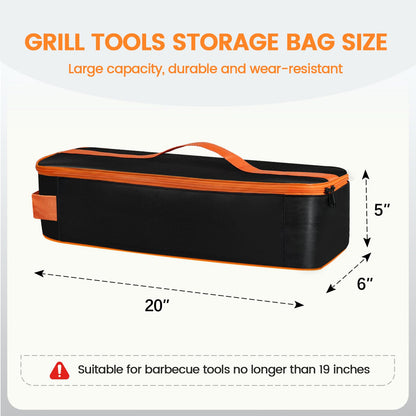 TWAKAP Grill Utensil Storage Bag, Large Capacity Grill Tool Storage Bag, Griddle Accessories Compatible with Blackstone, Perfect for Outdoor Grilling Accessory Storage (20", Black, Flip-Top)