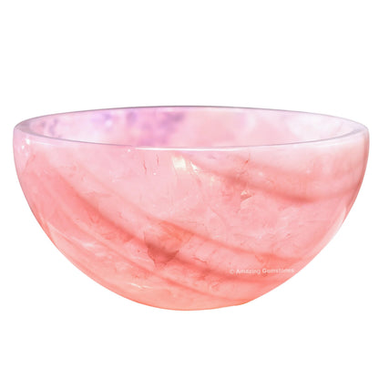 Rose Quartz Crystal Bowl - 2 Inch Decorative Bowls for Room and Home Decor - Gemstone Healing Crystals for Elegant Display, Positive Energy Balance and Gift