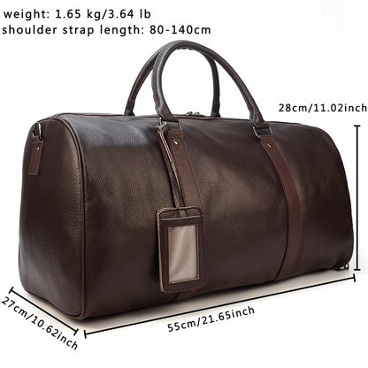 Genuine Leather Travel Duffel Bags for Men and Women Leather Overnight Weekend Bags Sports Gym Duffle, 9423 Brown