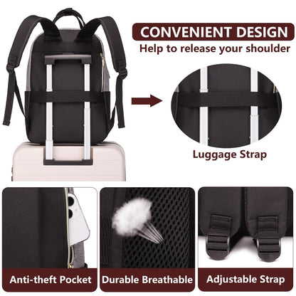 bagswan Laptop Backpack for Women/Men, Fits 15.6 Inch Laptop Bag, Fashion Travel Work Anti-theft Bag, Business Computer Waterproof Backpack Purse, Grey Black