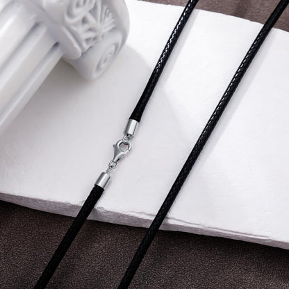 PDTJMTG Leather Necklace Cord 2MM 3MM Leather Chain with Sterling Silver Clasp 18, 20, 22, 24, 26 Inches (18 inches, 2mm)