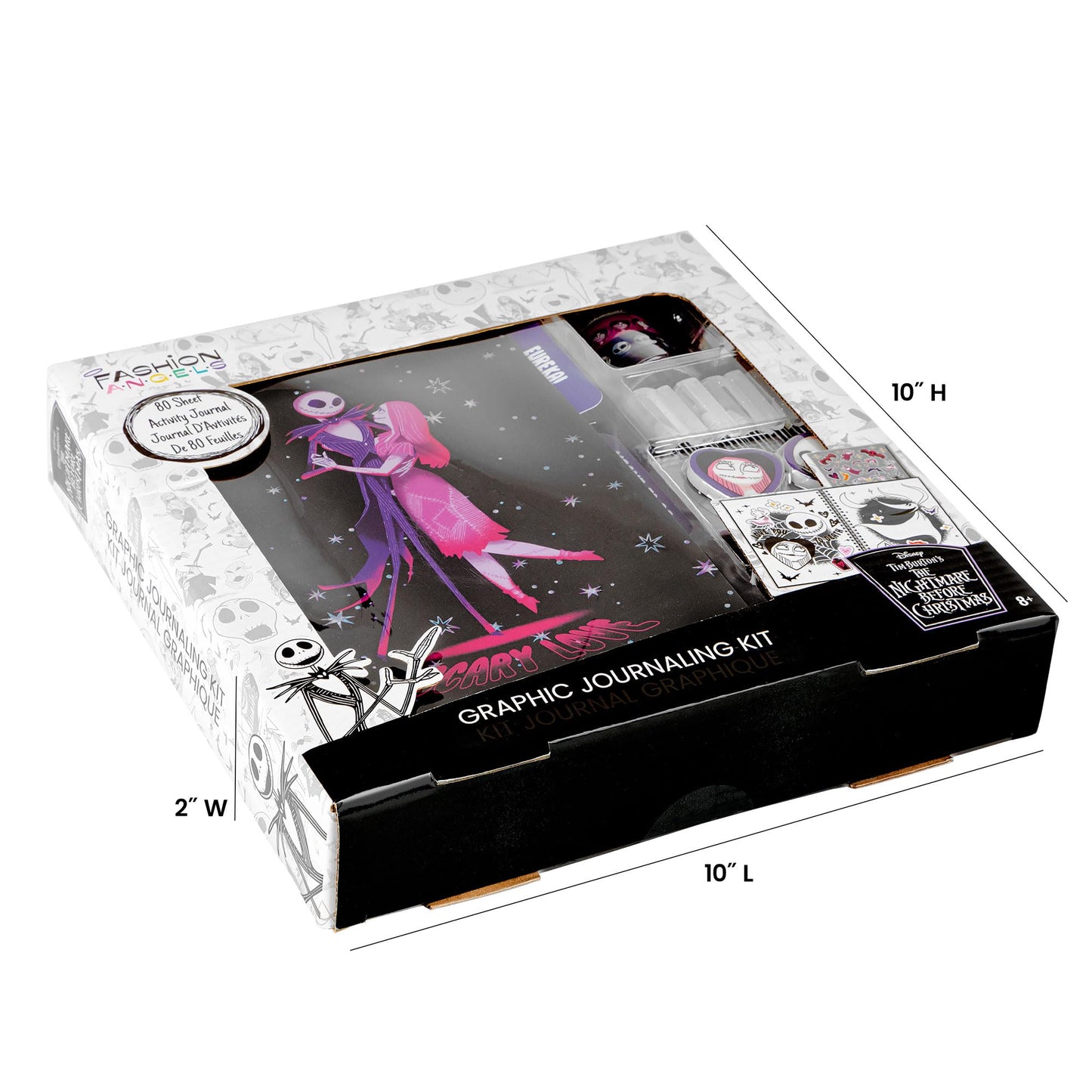 Fashion Angels The Nightmare Before Christmas Graphic Journaling Kit, Journal Set Includes Stickers, Gel Pens, Tape & Erasers, Ideal for Kids & Teens