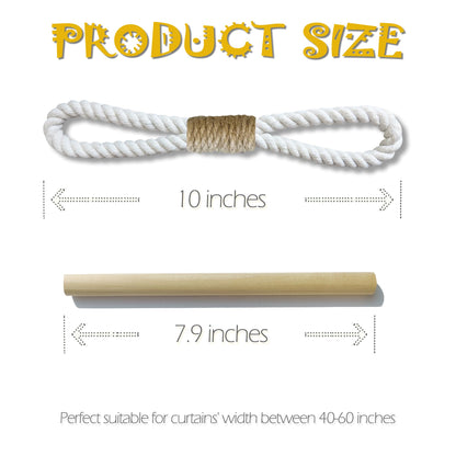 Curtain Tiebacks Rustic Holdbacks for Drapes, Farmhouse Tie Backs for Curtains, Cotton Jute Rope with Wood Club, Natural Boho Decor Shabby Chic Drapery Holder, Pack-2