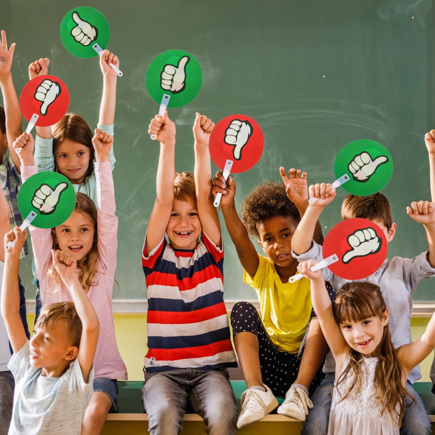 ELFULLY 50 Pack Thumbs Up Thumbs Down Paddles, Classroom Voting Paddles, Yes or No Plastic Sign, True False Signs for Teacher Student Interaction, Teacher Supplies for Classroom Events School
