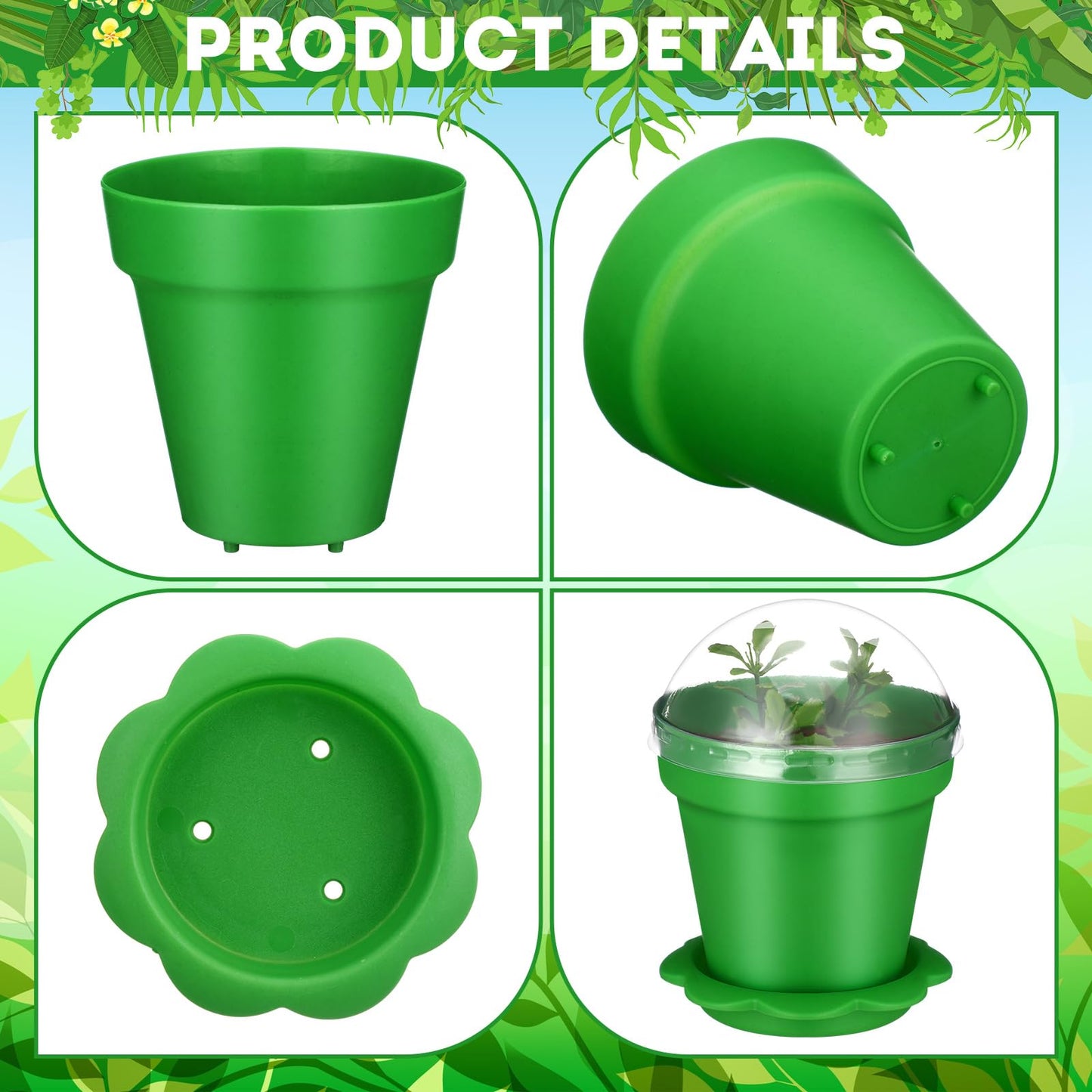 LOYIM 36 Packs Cupcake Plant Nursery Pots with Humidity Dome Small Flower Pots Plastic Planting Containers Cups with Saucers and Shovel for Indoor Outdoor Plant Succulent Display(Colorful)