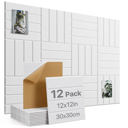 Woovio Cork Board 48"x36" Large Felt Bulletin Board with Self Adhesive, Cork Boards for Walls for Office-12 Pack Pin Board Use in Home Classroom Office Wall Decor White