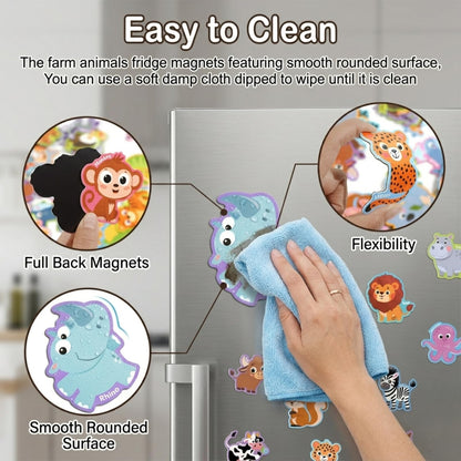 Fridge Magnets,43Pcs Farm Animals Cute Magnets for Refrigerator Whiteboard,Full Back Magnet Animal Magnets Gifts for Girls and Boys