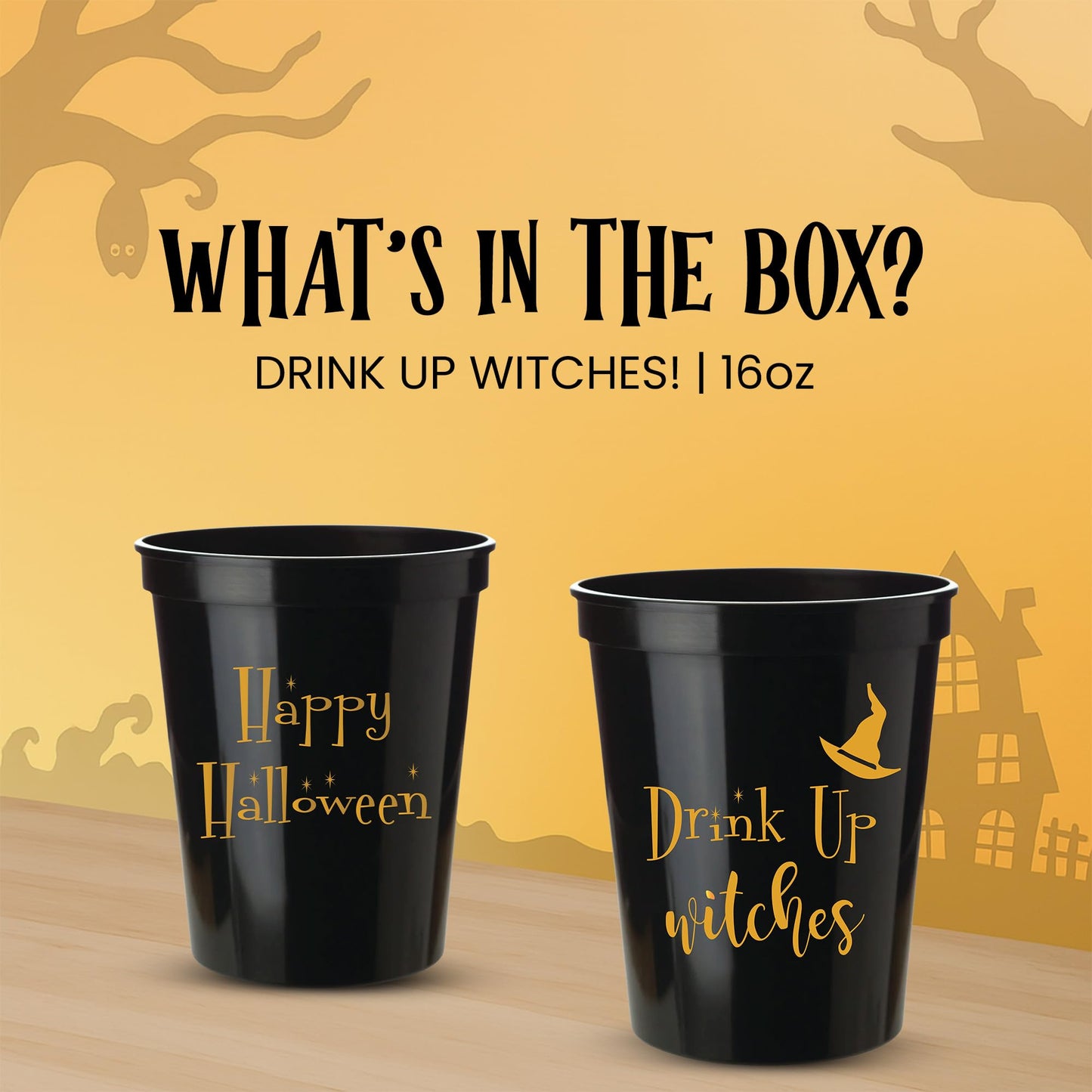 Drink Up Witches Halloween Cups For Adults, Set of 12 Black Party Cups, 16 Oz Each Reusable Plastic Cup, Halloween Party Favors For Adults, Perfect Spooky Cup for Drinkware and Decorations