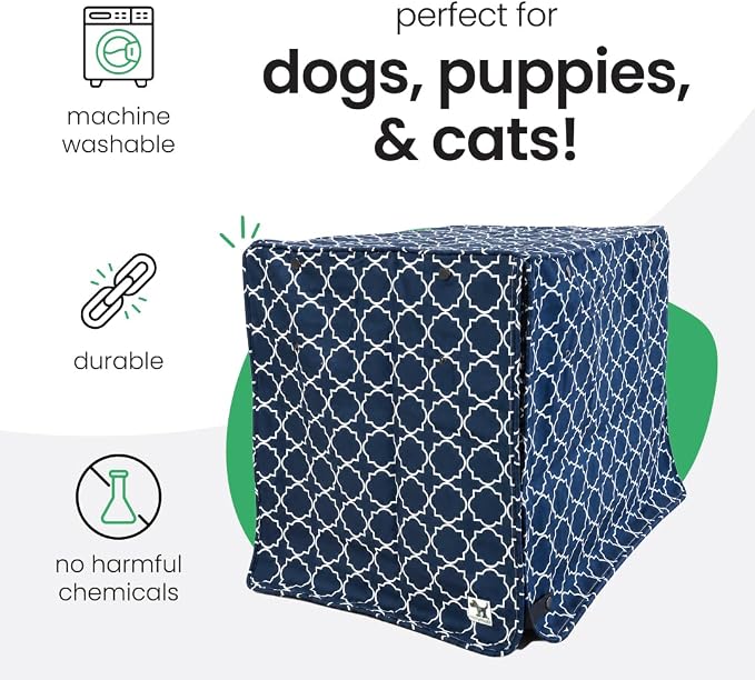Molly Mutt Romeo & Juliet Dog Crate Cover, 100% Cotton Canvas Cover with 2 Roll-Up Panels, Ideal for Dog or Cat Crate, Durable, Washable, and Free of Harmful Chemicals, 30" x 21" x 24"