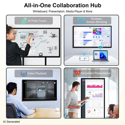 JYXOIHUB Smart Board, 49 Inch Digital Electronic Whiteboard with 8-Core CPU, Support 8K UHD Decoding, Smartboard for Classroom, Screen Mirroring for Live Streaming, Advertising(Board Only)