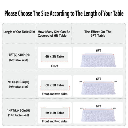 leegleri 72Inch White Tutu Table Skirt for Rectangle&Round Tables-Tulle Curly Willow Table Skirt Decorations, White Ruffle Tablecloth for Wedding Bridal Shower Birthday Party Decorations