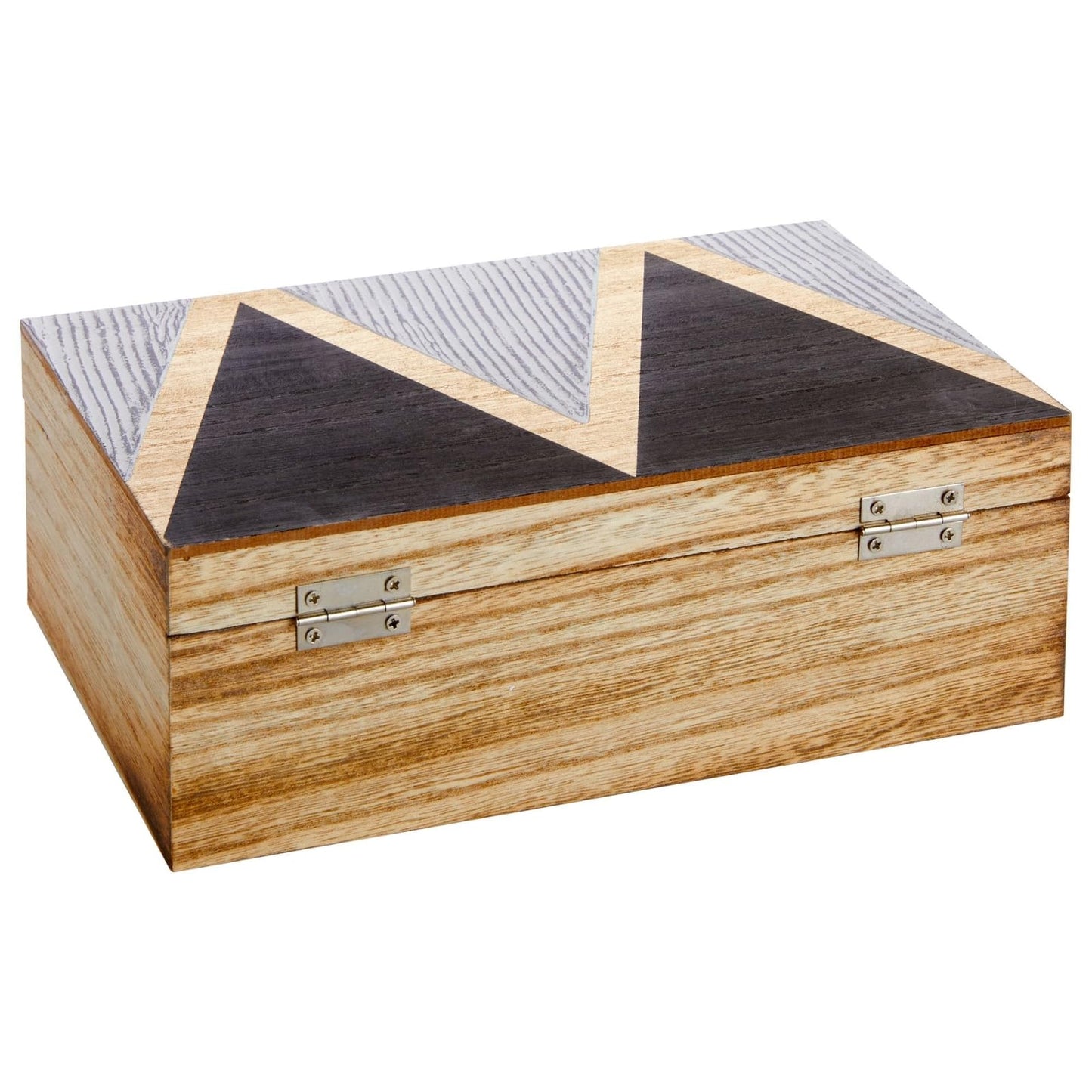 Juvale Wooden Box with Hinged Lid - Jewelry Storage for Rings & Trinkets - Decorative Storage Box for Coffee Table & Nightstand - 9.5 x 5.9 x 3.2 in, Pack of 1, Brown