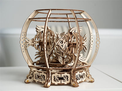 UGEARS Aquarium 3D Wooden Puzzles for Adults - Wooden Model Kits for Adults Mechanical Aquarium Puzzles for Adult Unique Wooden Puzzle Brain Teaser, Hobby Set Home Decoration
