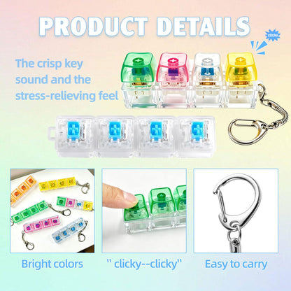 12PCS Keyboard Fidget Toy, Keyboard Clicker Fidget Toy, Clicky Keychain Stress Relief Sensory Toys Goodies Bag Stuffers for Kids & Adults, Party Favors Birthday Gifts Classroom Prizes.