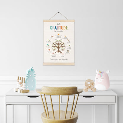 Koesus Daily Gratitude Mental Health Wall Art Poster Hanger Frame 12x16 Inch, Growth Mindset Positive Canvas Pictures Prints Framed Wall Decor for Classroom Therapy School Counselor Office