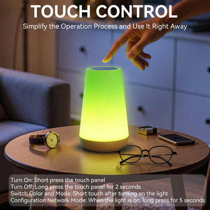 Auxmir LED Night Light Bedside Lamp Touch and Remote Control Dimmable Tabletop 13 RGB Colors Changing 5 Brightness Adjustable Rechargeable Portable Lamp for Baby Kids Nursery Bedroom Bathroom Camping
