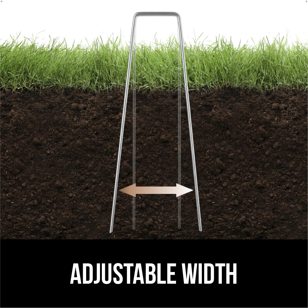 GORILLA GRIP Premium Landscape Staples 50 Pack 6 Inch, Heavy Duty 11 Gauge Galvanized Steel Garden Stakes, Sharp Rust Resistant Landscaping Pins, Lawn Anchors for Weed Barrier Fabric, Sod, Irrigation