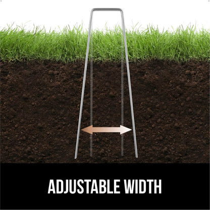 GORILLA GRIP Premium Landscape Staples 50 Pack 6 Inch, Heavy Duty 11 Gauge Galvanized Steel Garden Stakes, Sharp Rust Resistant Landscaping Pins, Lawn Anchors for Weed Barrier Fabric, Sod, Irrigation