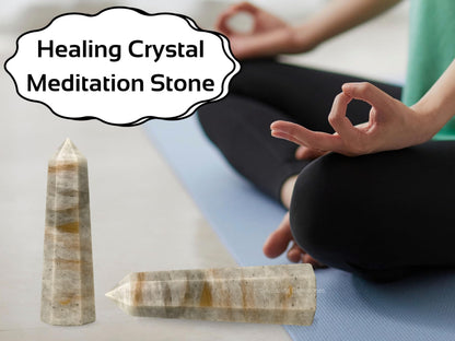 Amazing Gemstone Chrysoberyl Cats Eye Crystal Towers - Natural Healing Crystal Point Obelisk for Reiki Healing and Crystal Grid (3" to 4" INCH)