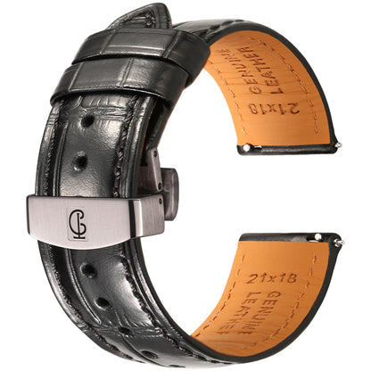 DITOU Watch Straps for Men with Quick Release, Luxury Alligator Grain Embossed Leather Watch bands, Top Grain Genuine Leather Watchband Replacements 19mm, 20mm, 21mm, 22mm