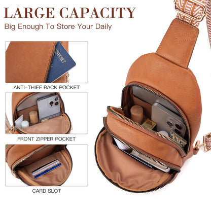 Viverte Personalized Mothers Day Gifts Initial Sling Bag PU Crossbody Bags for Women Mother's Day Birthday Gifts for Women Mom Sister Wife (Brown-M)