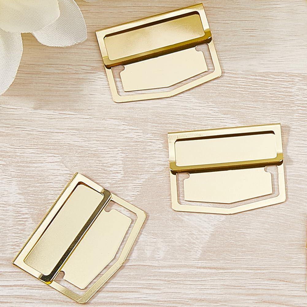 CRASPIRE 14Pcs Metal Bookmark Page Clip Index Clips 1.1 x 1.4 Inch Golden Stainless Steel Retro Book Page Line Markers Label Planner Clamps Accessories for Reading Notebook Office School Supplies