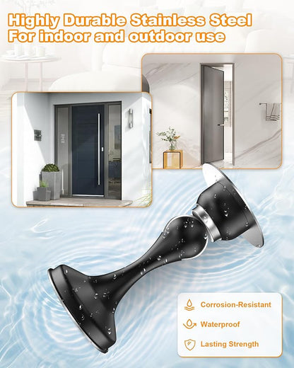 Crosize Magnetic Door Stoppers 8 Pack, Stainless Steel Door Stops for Wall and Floor Mounting, Door Holder Keep Door Open, No Drilling Door Stop with 3D Adhesive Tapes, Black