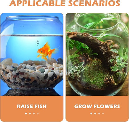 POPETPOP 7 Inch Plastic Fish Bowl: Shatterproof Clear Round Aquarium, Desktop Terrarium Centerpiece Vase for Wedding Party, Candy, Home Decor