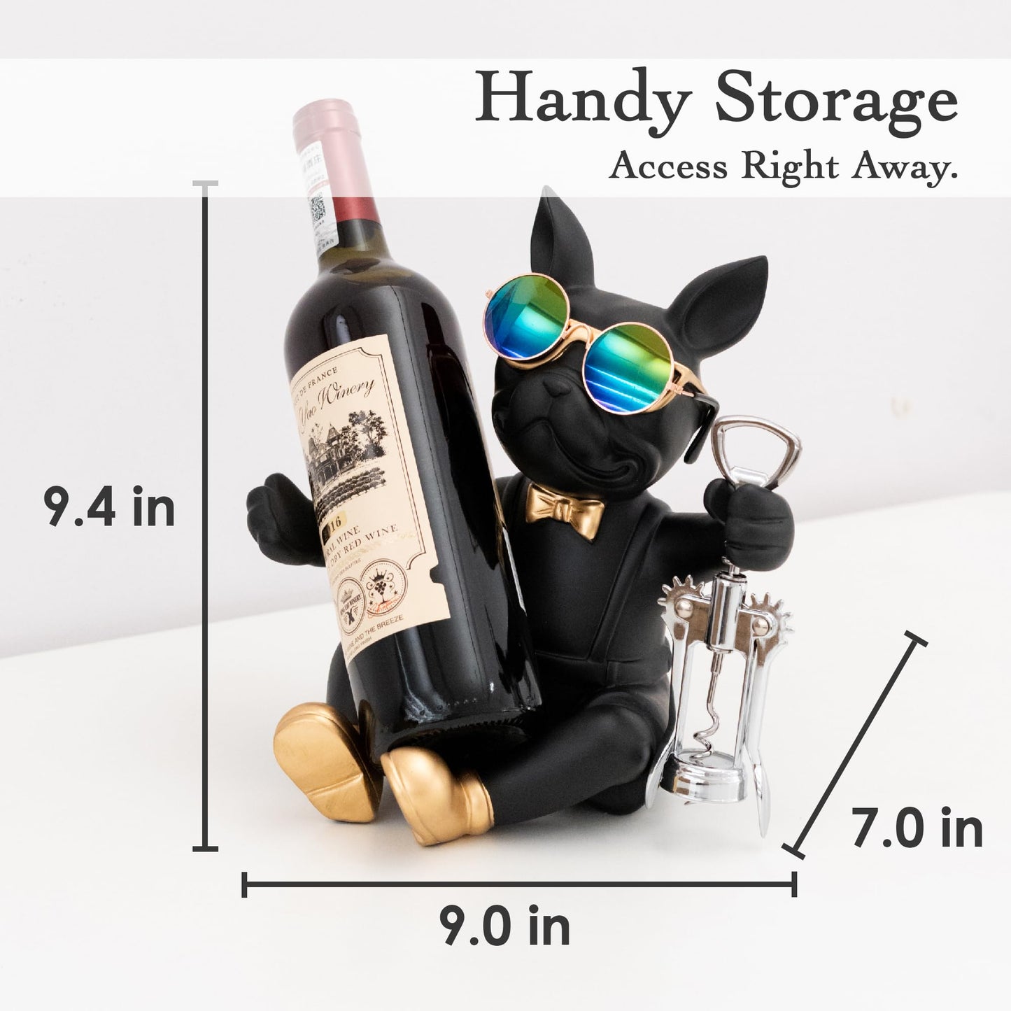 Juju Bulldog Wine Bottle Holder - Wine Holder Countertop - Unique Home Decor Bottle Organizer - Bulldog Decor